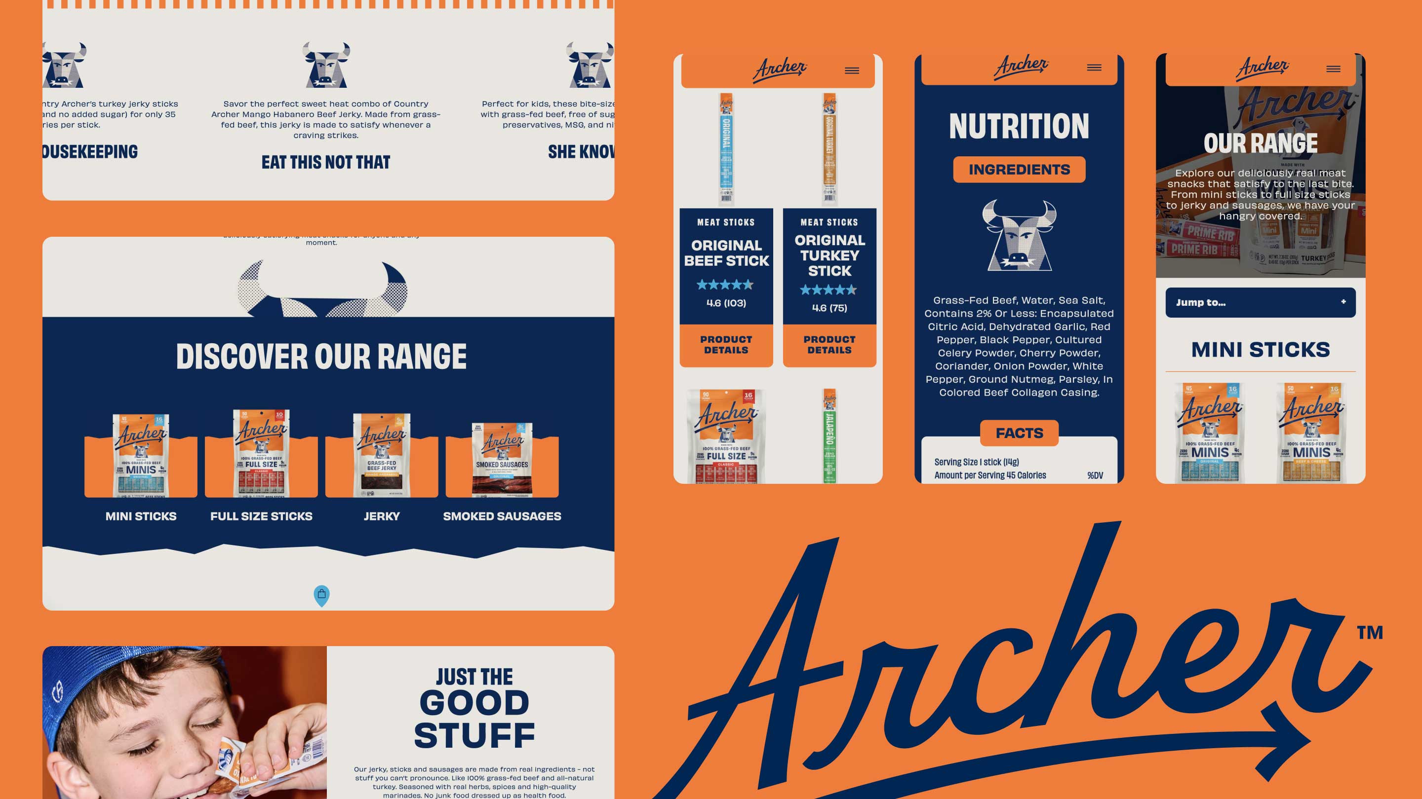 New Archer Brand - blue and orange packaging